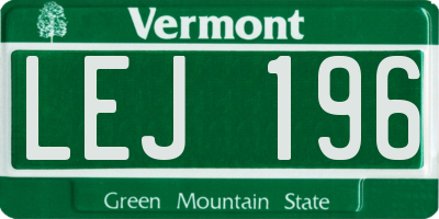 VT license plate LEJ196