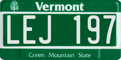 VT license plate LEJ197