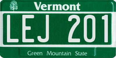 VT license plate LEJ201