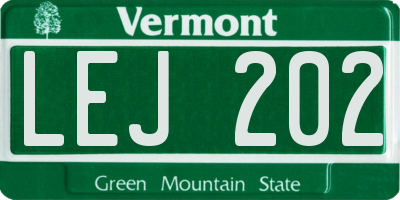 VT license plate LEJ202