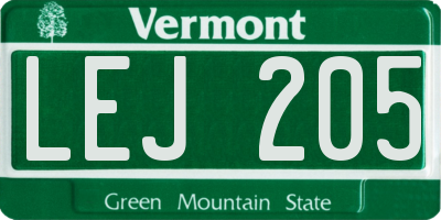 VT license plate LEJ205