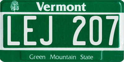 VT license plate LEJ207