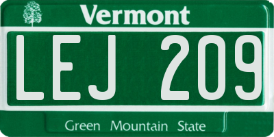 VT license plate LEJ209