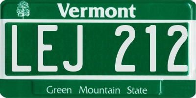 VT license plate LEJ212