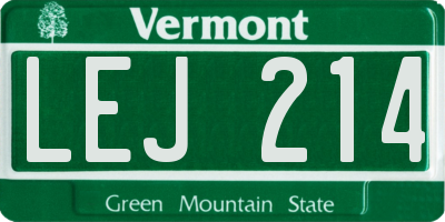 VT license plate LEJ214