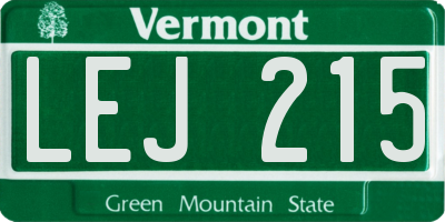 VT license plate LEJ215