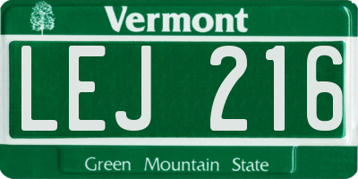 VT license plate LEJ216