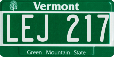 VT license plate LEJ217