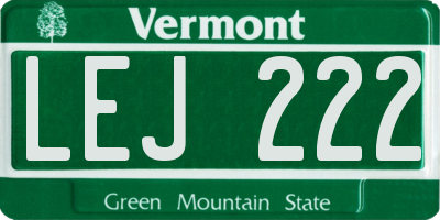 VT license plate LEJ222