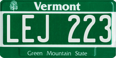 VT license plate LEJ223