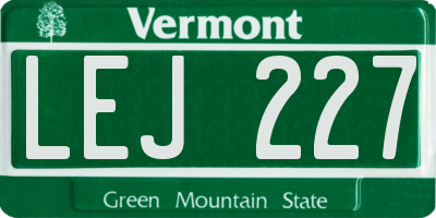 VT license plate LEJ227