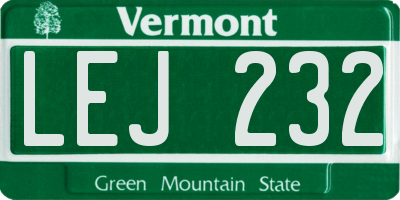 VT license plate LEJ232