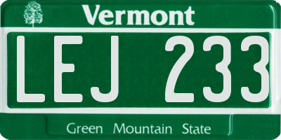 VT license plate LEJ233