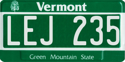 VT license plate LEJ235