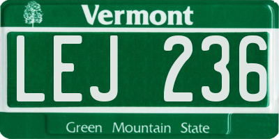 VT license plate LEJ236