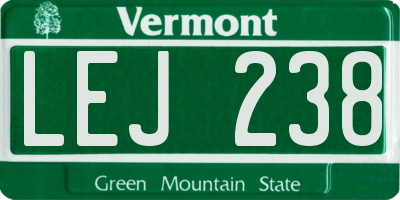 VT license plate LEJ238