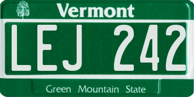 VT license plate LEJ242