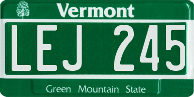 VT license plate LEJ245