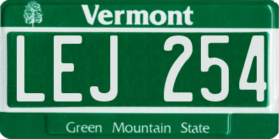 VT license plate LEJ254