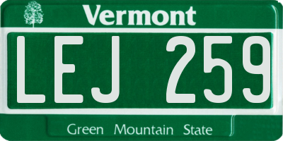 VT license plate LEJ259
