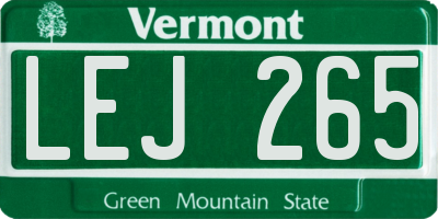 VT license plate LEJ265