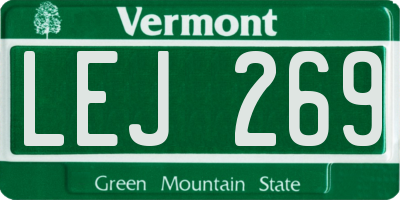 VT license plate LEJ269