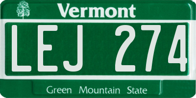 VT license plate LEJ274