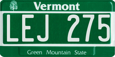 VT license plate LEJ275