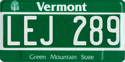 VT license plate LEJ289