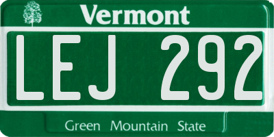 VT license plate LEJ292
