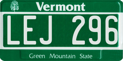 VT license plate LEJ296