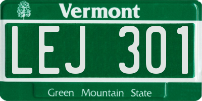VT license plate LEJ301