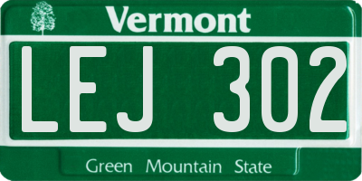 VT license plate LEJ302
