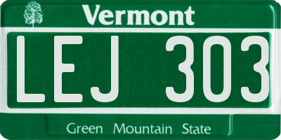 VT license plate LEJ303