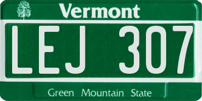 VT license plate LEJ307