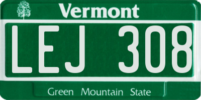 VT license plate LEJ308