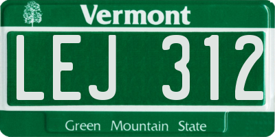 VT license plate LEJ312