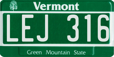 VT license plate LEJ316