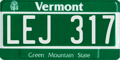 VT license plate LEJ317