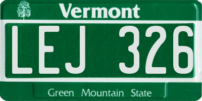 VT license plate LEJ326