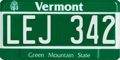 VT license plate LEJ342