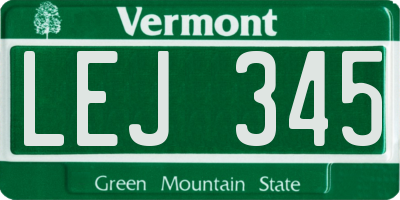 VT license plate LEJ345