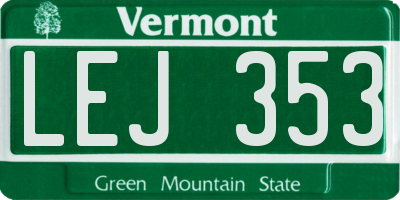 VT license plate LEJ353