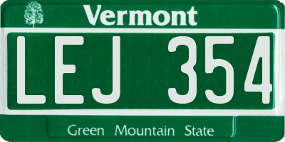 VT license plate LEJ354