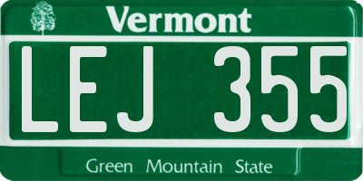 VT license plate LEJ355