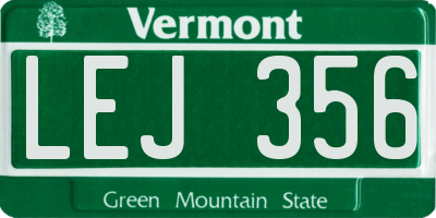 VT license plate LEJ356