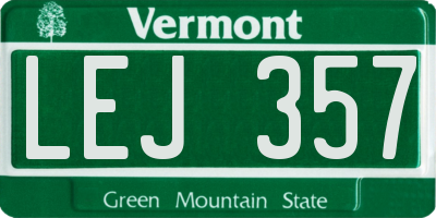 VT license plate LEJ357