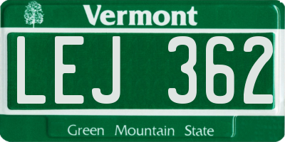 VT license plate LEJ362
