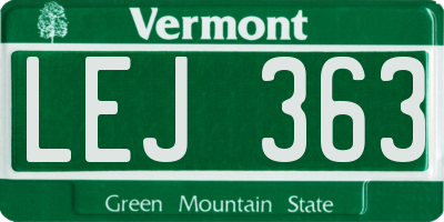 VT license plate LEJ363