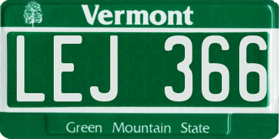 VT license plate LEJ366